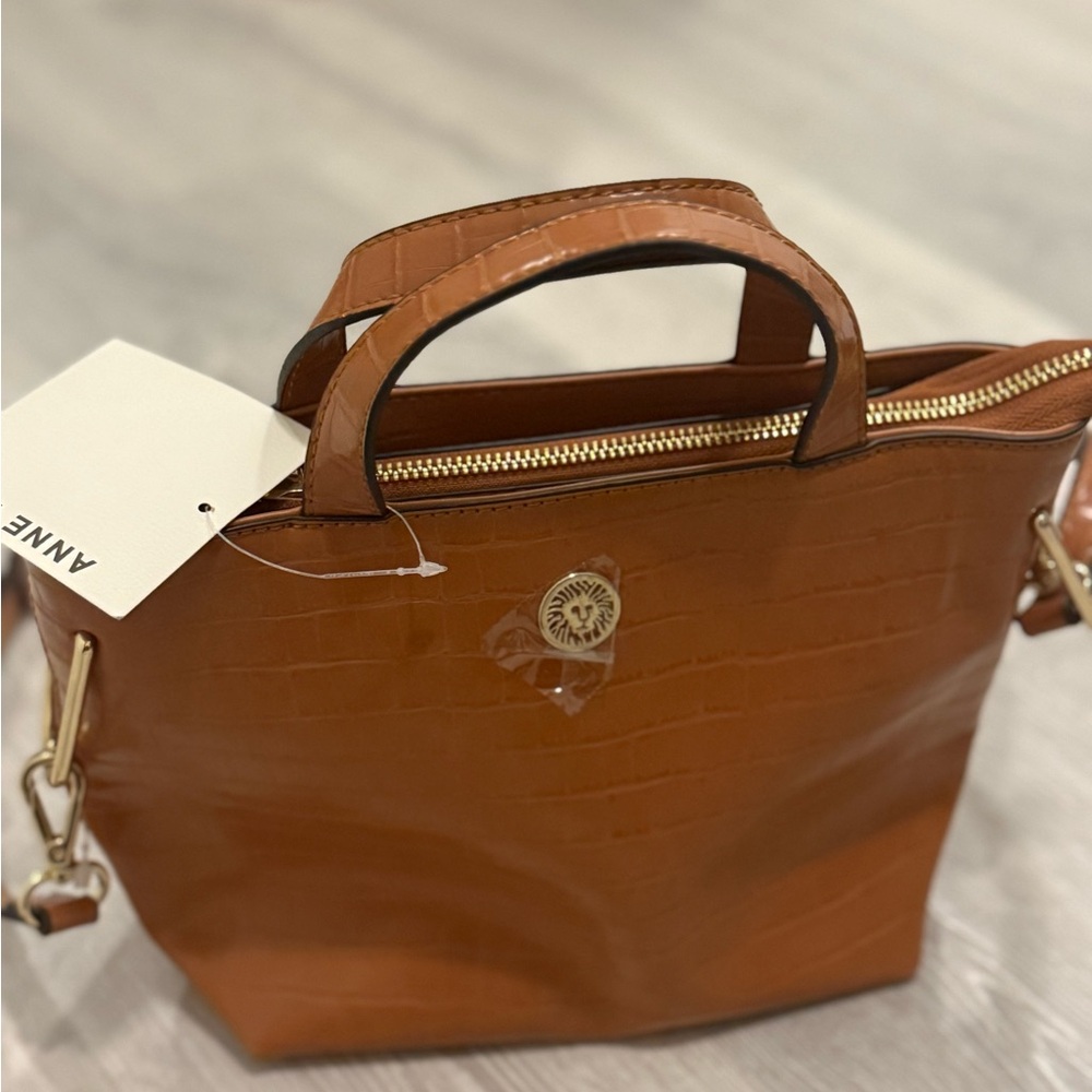 Anne Klein Brown Crocodile-Embossed Women's Bag
